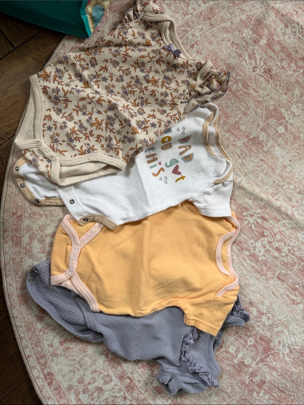 Multiples Baby One-Pieces Bodysuit Set in Cream, White, Yellow, Purple Floral